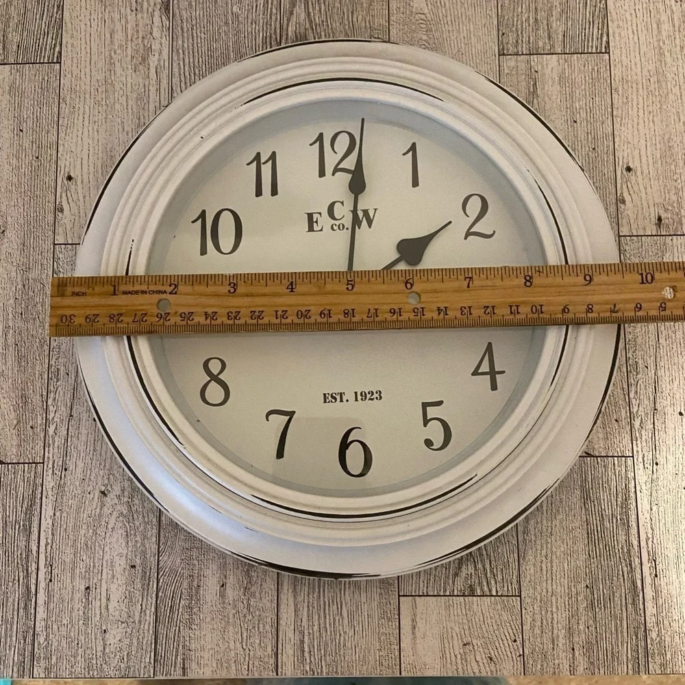 White Distressed Wall Clock 9 1/2 inch